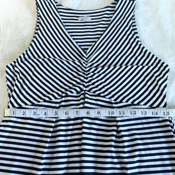 Talbots Sleevless Maxi Dress Navy White Stripes Sz M Stretch Summer Beach - Picture 7 of 8
